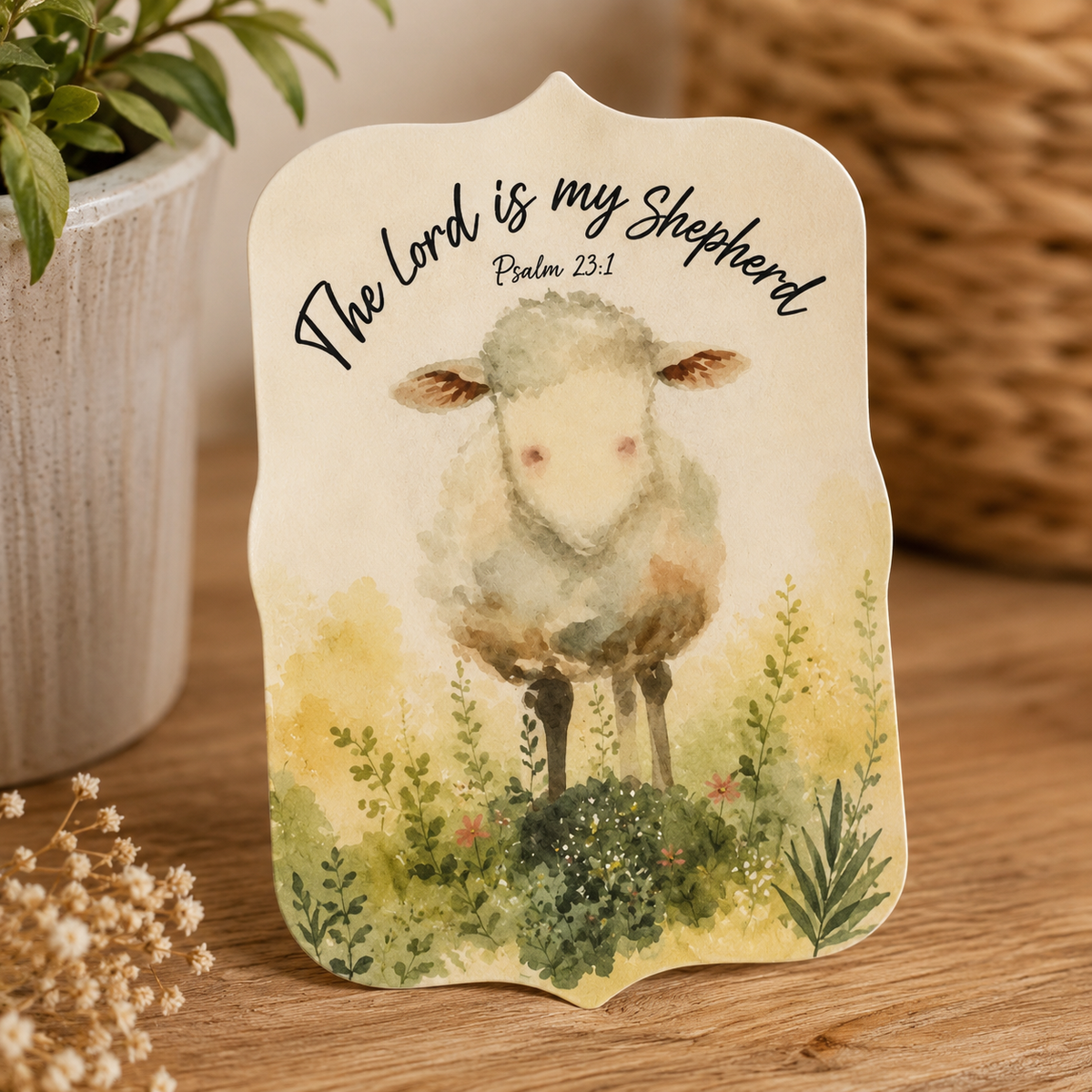 The Lord Is My Shepherd Sticker | Psalm 23:1 Watercolor Lamb Vinyl Decal