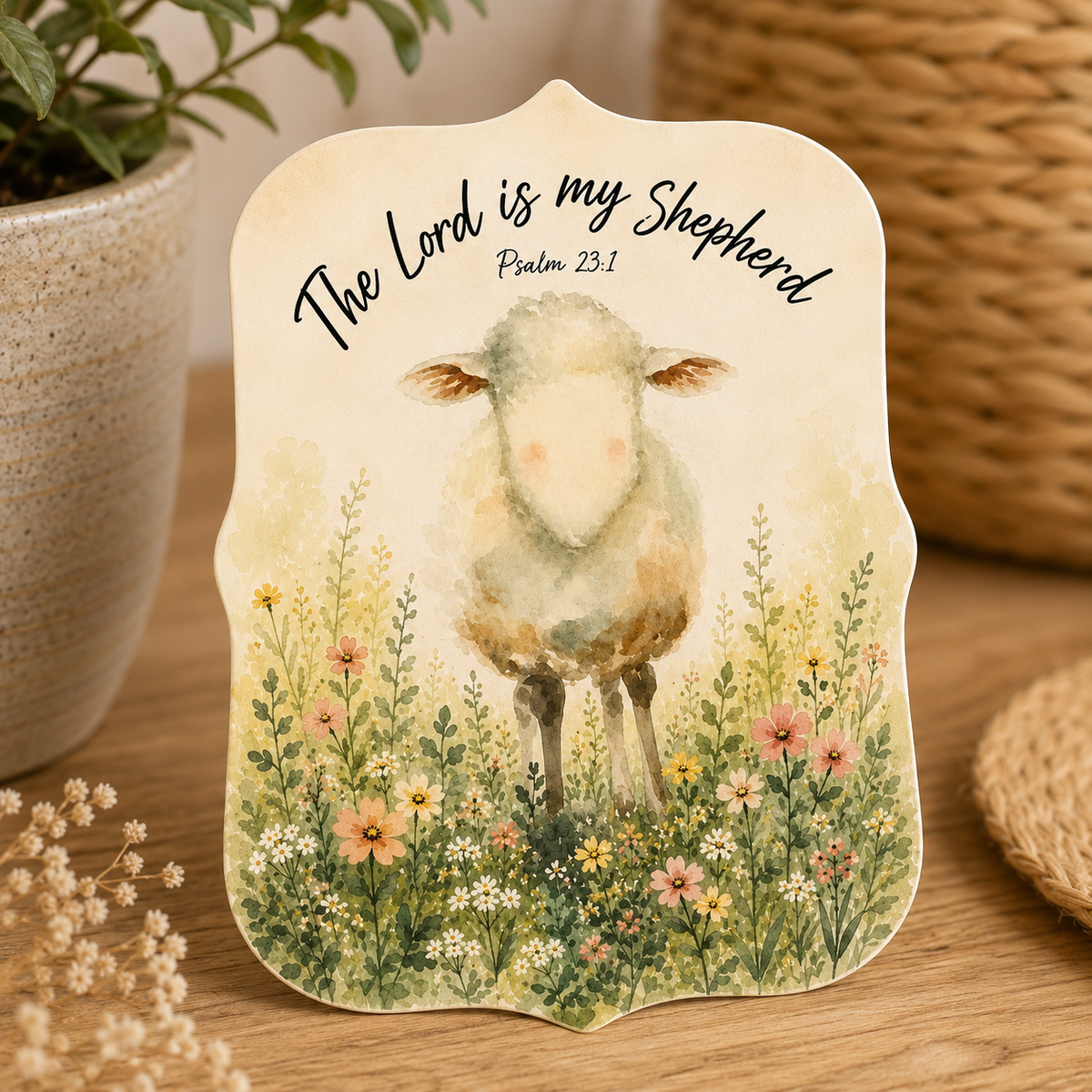 The Lord Is My Shepherd Sticker | Psalm 23:1 Watercolor Lamb Vinyl Decal