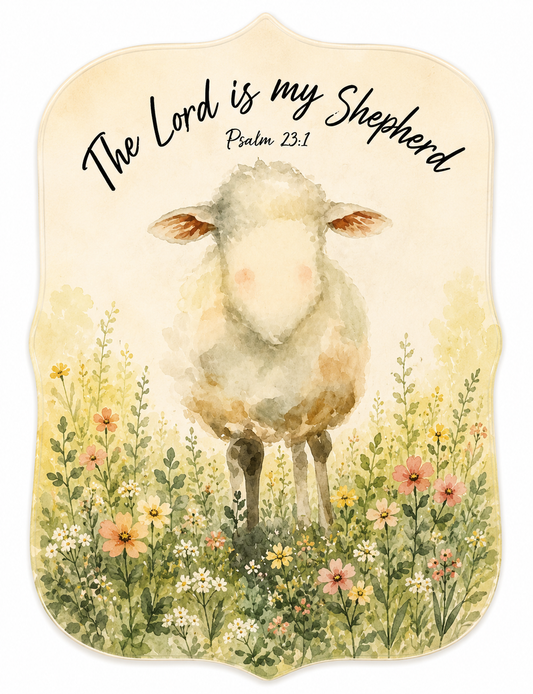 The Lord Is My Shepherd Sticker | Psalm 23:1 Watercolor Lamb Vinyl Decal
