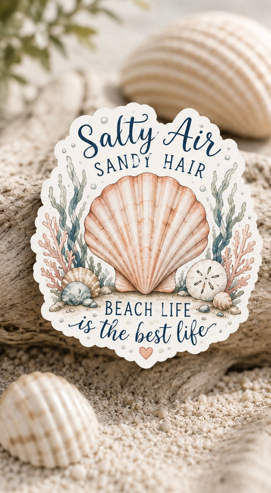 Shell Yeah! Life Is Better by the Sea Sticker | Waterproof Laminated Coastal Vinyl Sticker (Copy)