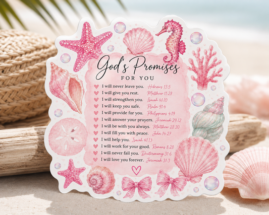 God’s Promises for You Sticker | Waterproof Christian Vinyl Sticker | Pink Watercolor Faith Design