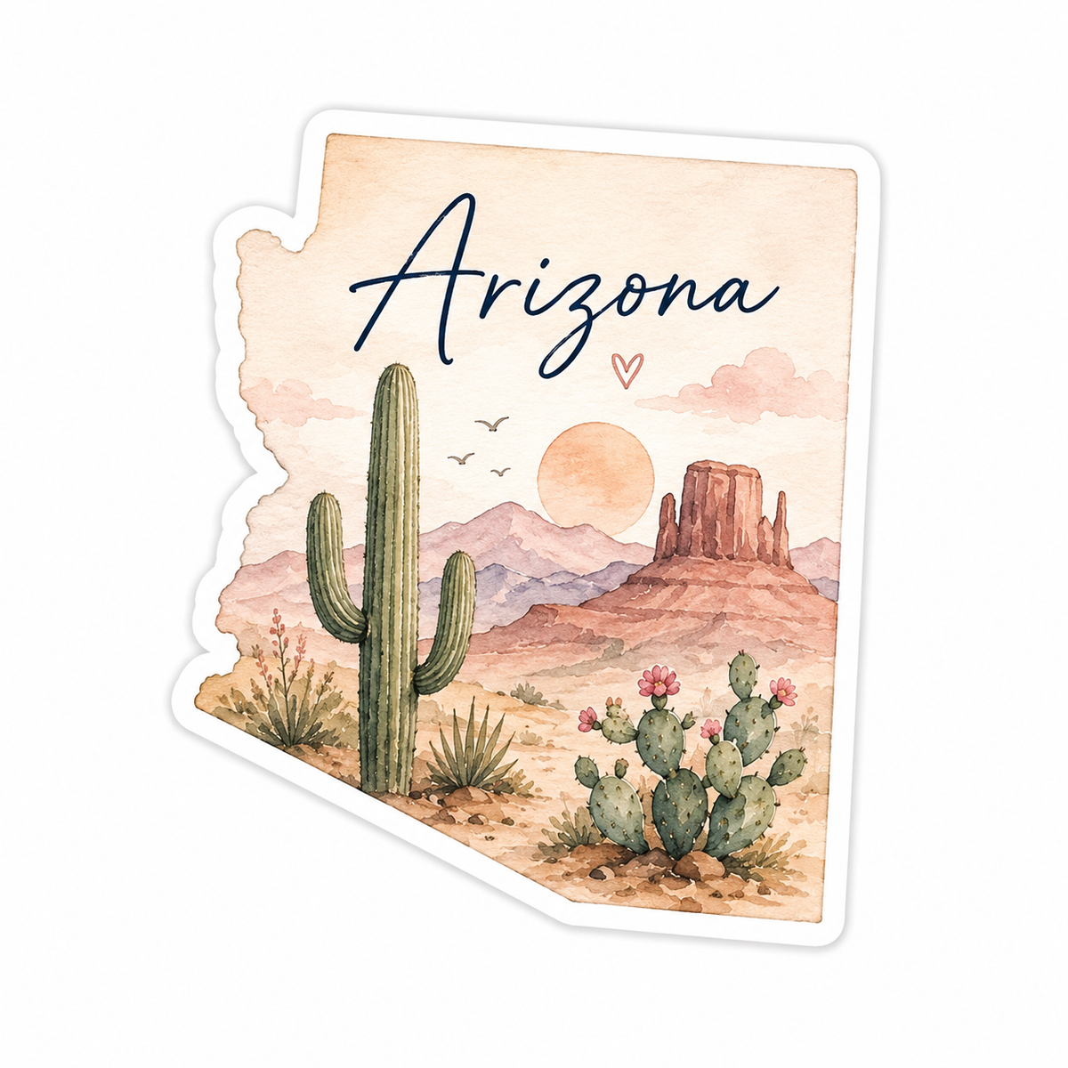 Arizona Watercolor Map Sticker | Waterproof Vinyl State Sticker | Desert Travel Souvenir